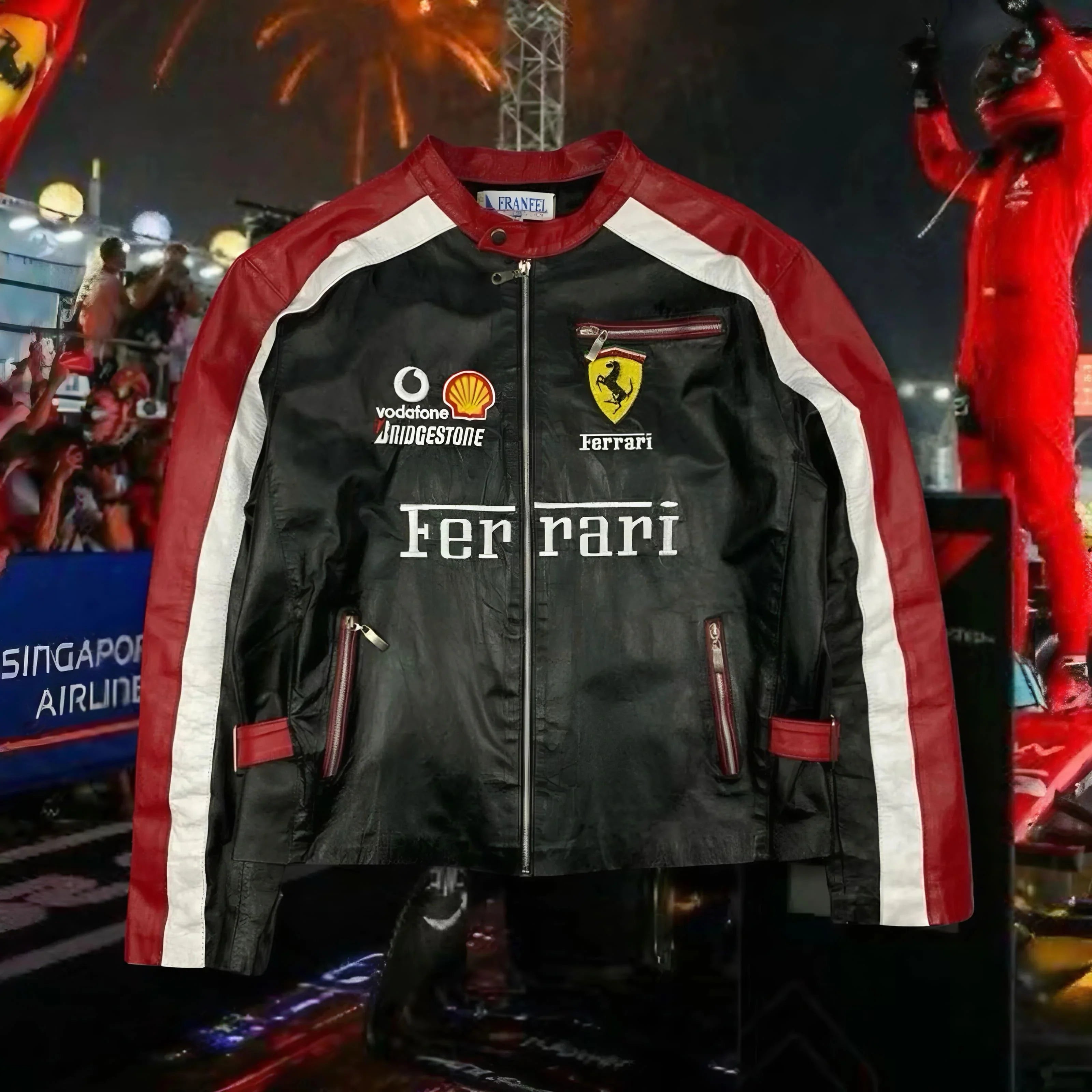 Jaqueta Ferrari Black Red Couro